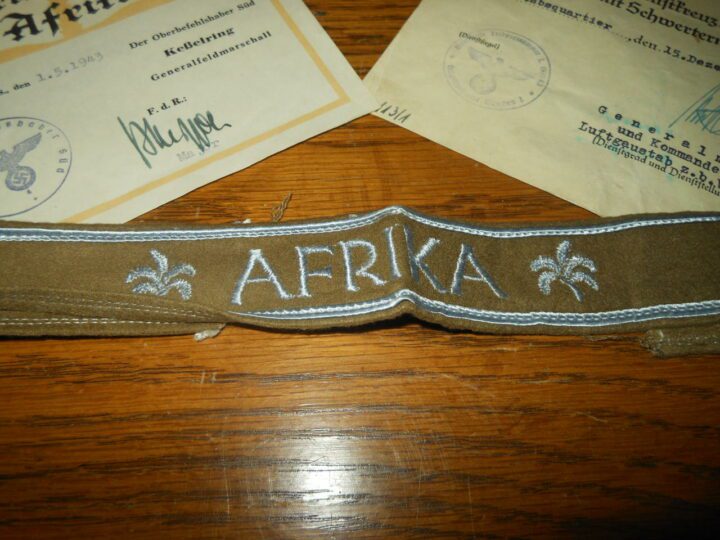 WW2 German Luftwaffe Afrika Armelband - AFRIKA KORPS CUFF TITLE & DOCUMENTS - NICE!! - Image 5