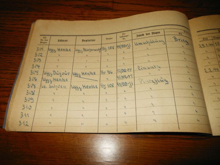 WW II German Air Force Flugbuch - FLIGHT LOG BOOK - Me109 B-G - BOMBS & CANNONS - Image 3