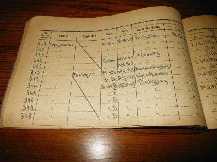 WW II German Air Force Flugbuch - FLIGHT LOG BOOK - Me109 B-G - BOMBS & CANNONS - Image 4