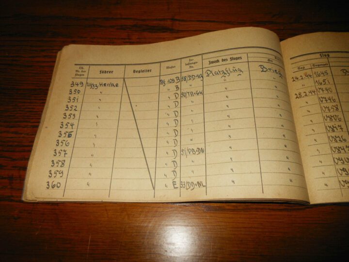 WW II German Air Force Flugbuch - FLIGHT LOG BOOK - Me109 B-G - BOMBS & CANNONS - Image 6