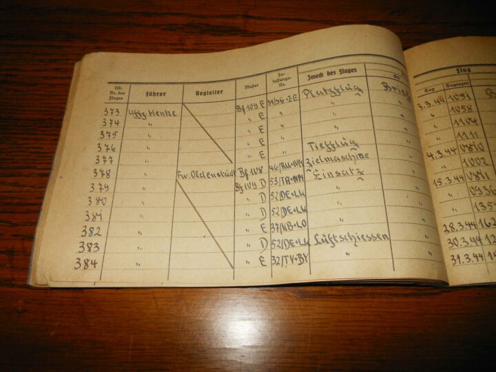 WW II German Air Force Flugbuch - FLIGHT LOG BOOK - Me109 B-G - BOMBS & CANNONS - Image 7