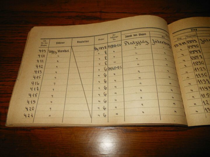 WW II German Air Force Flugbuch - FLIGHT LOG BOOK - Me109 B-G - BOMBS & CANNONS - Image 10