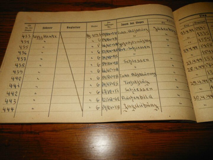 WW II German Air Force Flugbuch - FLIGHT LOG BOOK - Me109 B-G - BOMBS & CANNONS - Image 13