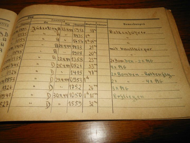 WW II German Air Force Flugbuch - FLIGHT LOG BOOK - Me109 B-G - BOMBS & CANNONS - Image 14