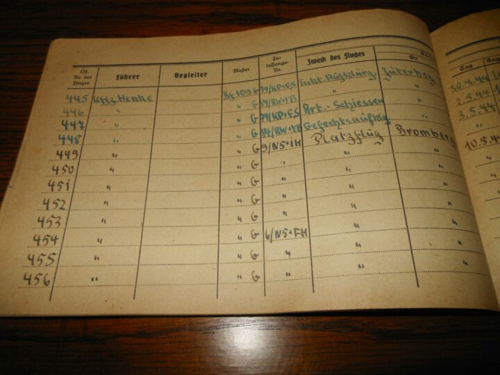 WW II German Air Force Flugbuch - FLIGHT LOG BOOK - Me109 B-G - BOMBS & CANNONS - Image 15