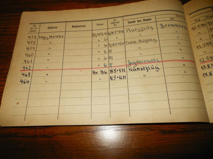 WW II German Air Force Flugbuch - FLIGHT LOG BOOK - Me109 B-G - BOMBS & CANNONS - Image 17