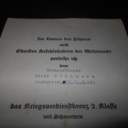 WW2 German Wehrmacht 161st Infantry Division - WAR MERIT CROSS 2nd CLASS AWARD DOCUMENT - SIGNED BY HEINRICH RECKE - RARE! - Image 3