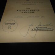WW2 German Wehrmacht 45th Infantry Division - IRON CROSS 2nd CLASS AWARD DOCUMENT - SIGNED BY HANZ VON FALKENSTEIN - RARE! - Image 4