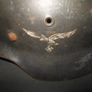 WW2 German Luftwaffe M40 SD Stahlhelm - M40 SINGLE DECAL HELMET WITH PARTIAL LINER - NICE! - Image 5