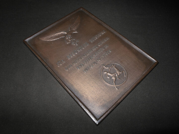 WW2 German Luftwaffe Ehrenschild - LUFTGAU NORWAY HONOR/AWARD PLAQUE - VERY RARE!