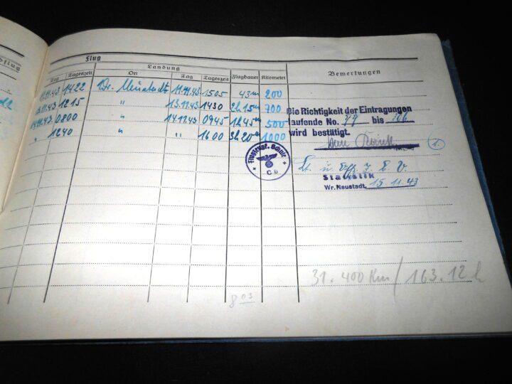 WW II German LW Flugbuch - FLIGHT LOG BOOK - Ju86 Do17 Ju52 Ju88 - KG76 - NICE! - Image 28