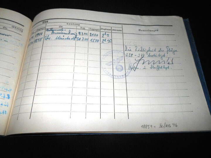 WW II German LW Flugbuch - FLIGHT LOG BOOK - Ju86 Do17 Ju52 Ju88 - KG76 - NICE! - Image 29