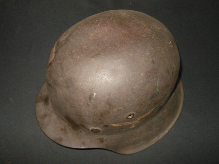 WW2 German Luftwaffe M42 Stahlhelm - M42 SINGLE DECAL STEEL HELMET w/ LINER & DOME STAMP - RARE! - Image 5