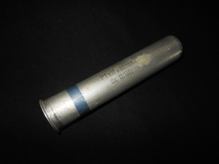 WW2 German Wehrmacht Pfeifpatrone - BLUE SIGNAL FLARE CARTRIDGE - GAS ATTACK - UNFIRED - SUPERB!