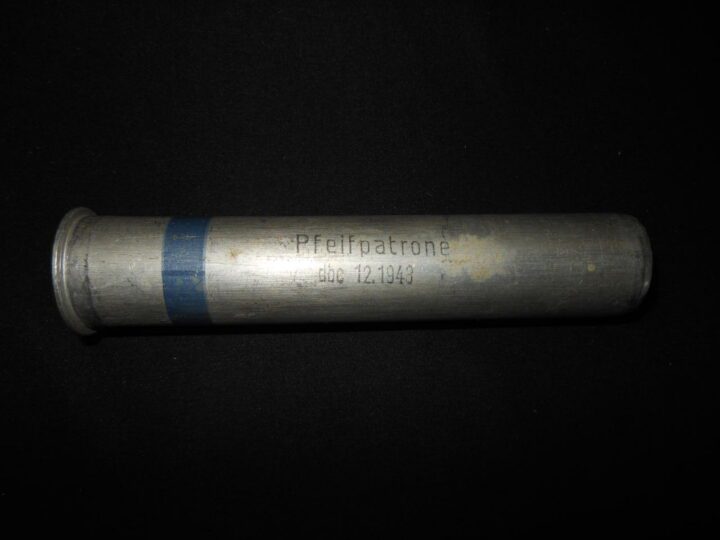 WW2 German Wehrmacht Pfeifpatrone - BLUE SIGNAL FLARE CARTRIDGE - GAS ATTACK - UNFIRED - SUPERB! - Image 2