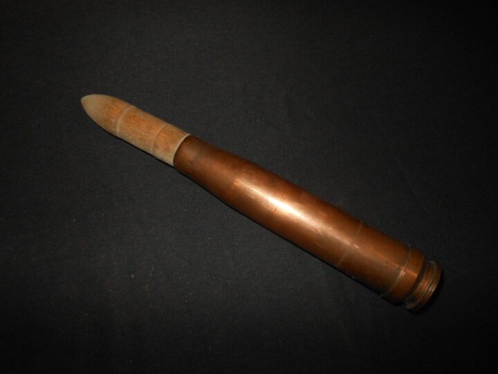 WW2 German Luftwaffe 20mm 20x138 FlaK 30/38 - BLANK TRAINING ROUND & STORAGE TUBE - VERY NICE! - Image 3