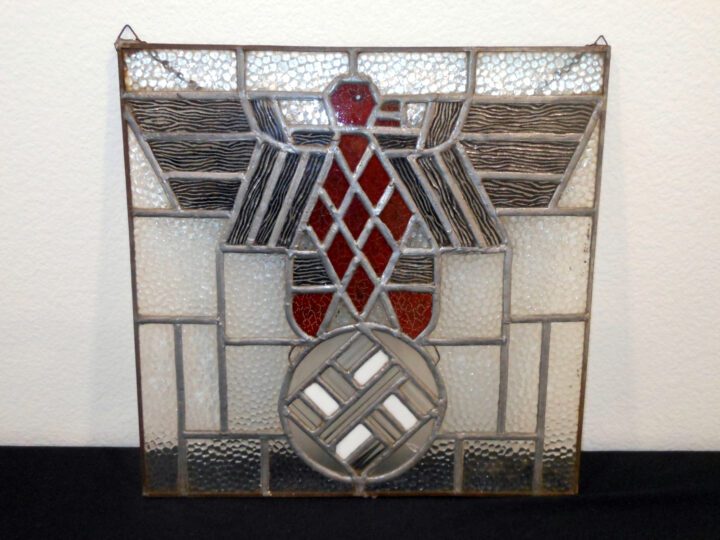 WW2 German Wehrmacht Reichsadler - NATIONAL EAGLE LOGO FOLK ART - PAINTED/STAINED GLASS WALL HANGING - SUPERB!