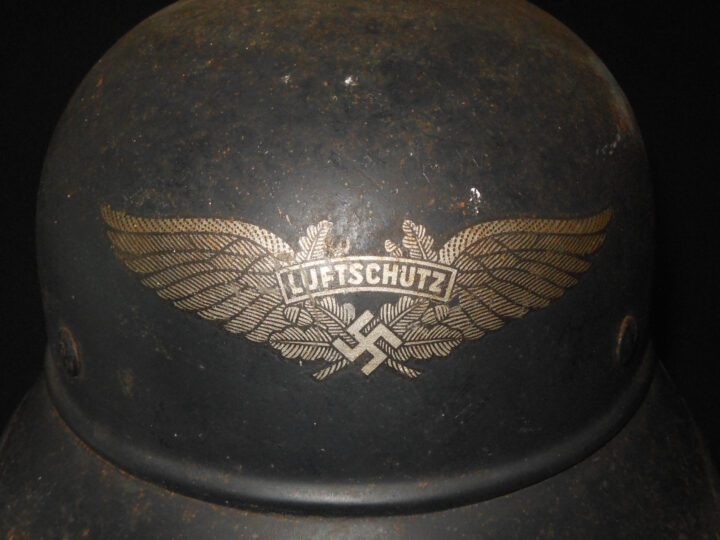 WW2 German RLB Luftschutz M38 Stahlhelm - M38 "GLADIATOR" STYLE HELMET WITH LINER - VERY NICE! - Image 4