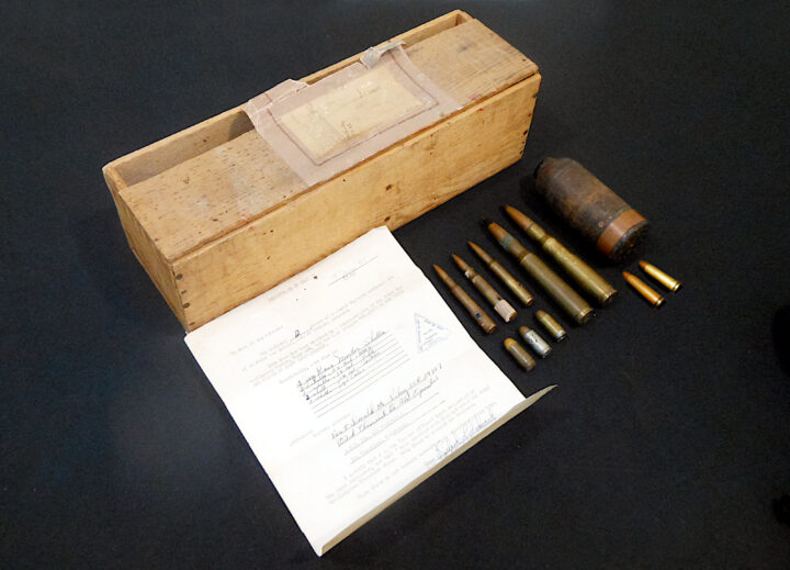 WW2 US Army Veteran Bring Backs - JAPANESE MORTAR AND US AMMUNITION - 802nd CHEMICAL COMPANY - GUAM - NICE!