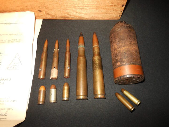 WW2 US Army Veteran Bring Backs - JAPANESE MORTAR AND US AMMUNITION - 802nd CHEMICAL COMPANY - GUAM - NICE! - Image 2