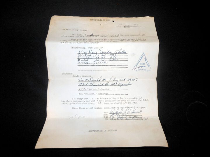 WW2 US Army Veteran Bring Backs - JAPANESE MORTAR AND US AMMUNITION - 802nd CHEMICAL COMPANY - GUAM - NICE! - Image 23