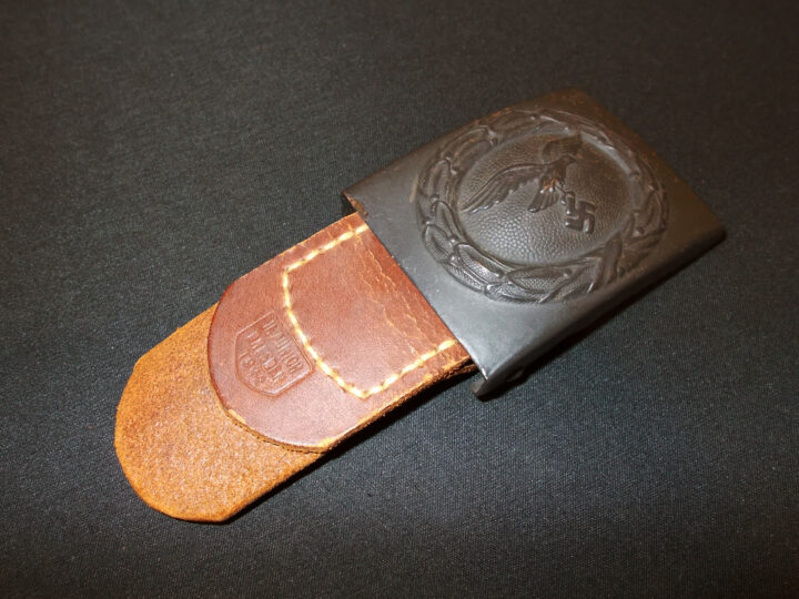 WW2 German Luftwaffe Koppelschloss - EM / NCO STEEL BELT BUCKLE & LEATHER TAB - MINT - UNISSUED! - AMAZING!