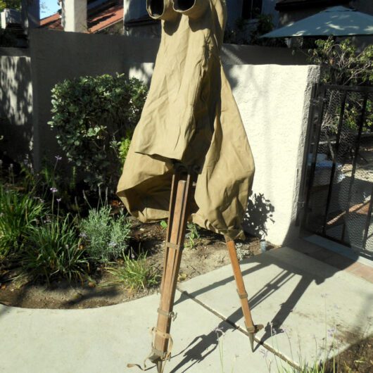 WW2 Imperial Japanese Army - 15x80 BIG EYE BATTERY COMMANDER OPTICS, BOX, TRIPOD, AND TAN CAMOUFLAGED COVER!