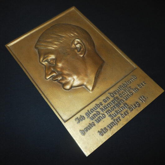 WW2 German NSDAP - ADOLF HITLER PROFILE AWARD PLAQUE - W. WOLFF - VERY NICE!