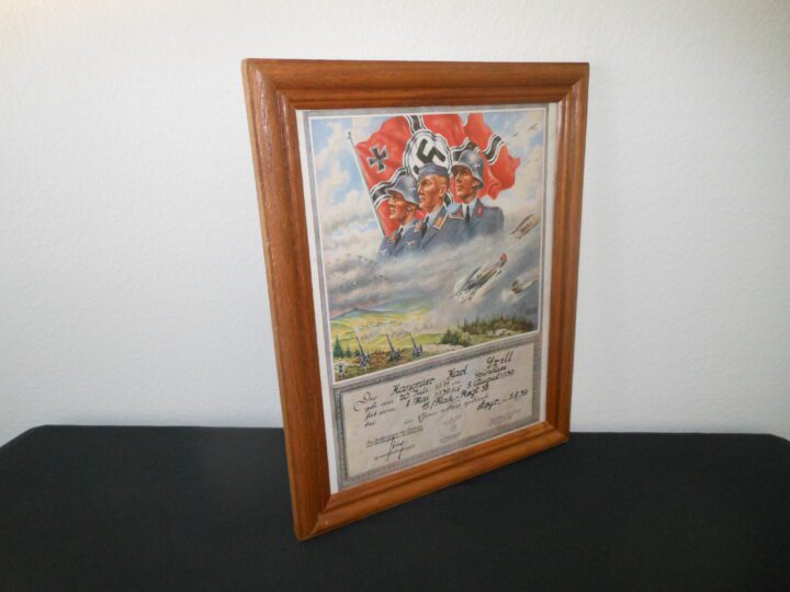 WW2 German Luftwaffe - NAMED PRESENTATION SERVICE CERTIFICATE - FLAK ARTILLERY - VERY NICE!
