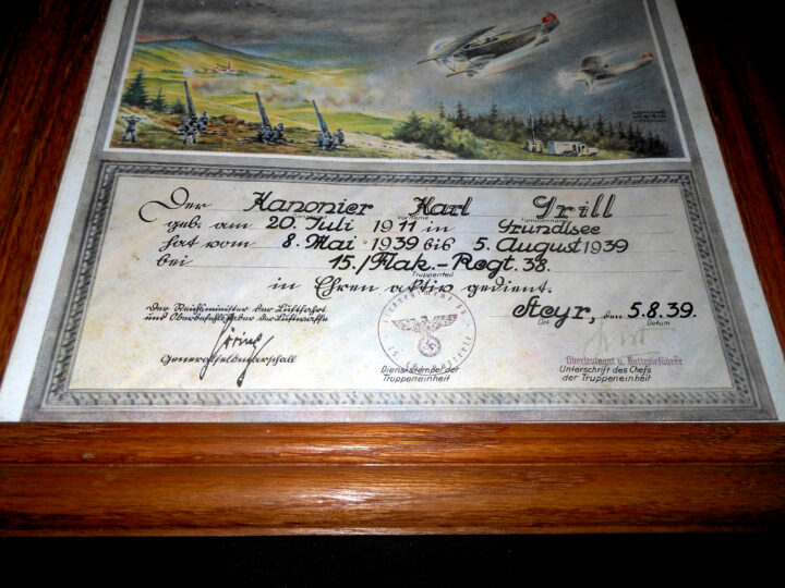 WW2 German Luftwaffe - NAMED PRESENTATION SERVICE CERTIFICATE - FLAK ARTILLERY - VERY NICE! - Image 5