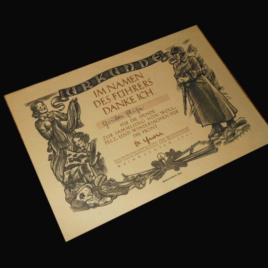 WW2 German Reich Im Namen des Führers Danke Ich - DONATION CERTIFICATE - NICE!