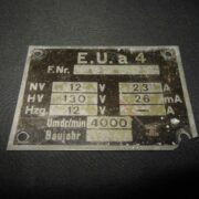 WW II German WH  FuG Funkgerat - RADIO MAIN DATA PLATE - Eua4 Umformer - PANZERS - Image 3