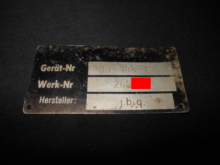 WW2 German Luftwaffe Aircraft Typenschild - MAIN DATA PLATE - Ju188 E-1 - RARE! - Image 3