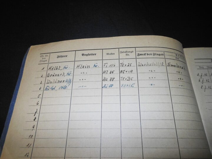 WW II German Air Force Flugbuch - FLIGHT LOG BOOK - Fi156 Ju88 - RUSSIAN FRONT - Image 6