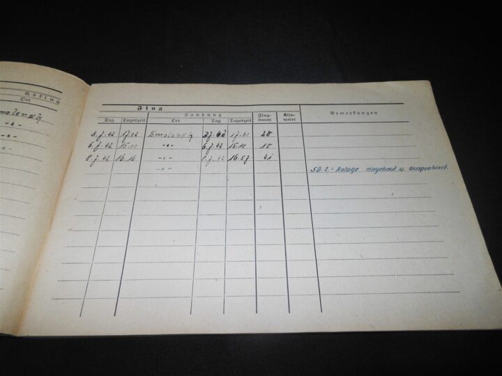 WW II German Air Force Flugbuch - FLIGHT LOG BOOK - Fi156 Ju88 - RUSSIAN FRONT - Image 7