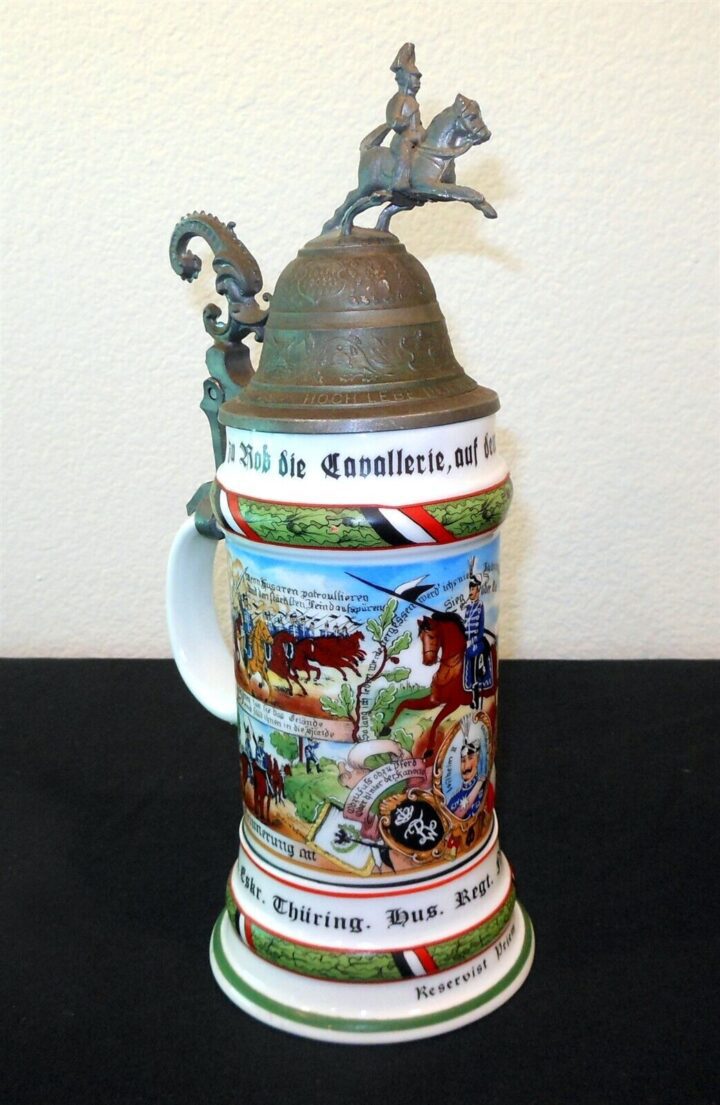 WW1 Imperial Prussian Army - REGIMENTAL STEIN - 12th HUSSARS CAVALRY - NAMED! - Image 3