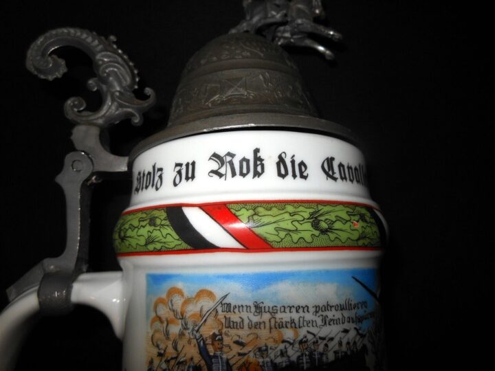 WW1 Imperial Prussian Army - REGIMENTAL STEIN - 12th HUSSARS CAVALRY - NAMED! - Image 9