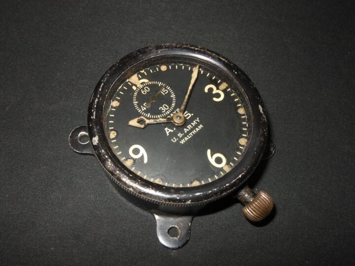 WW1 US Army Air Service Aircraft - WALTHAM XA 8-DAY COCKPIT CLOCK - RARE!