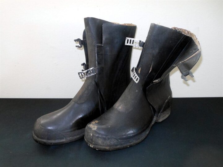 WW2 German Luftwaffe - FLAK & GROUND CREW RUBBER OVER BOOTS - UNIT MARKED - RARE