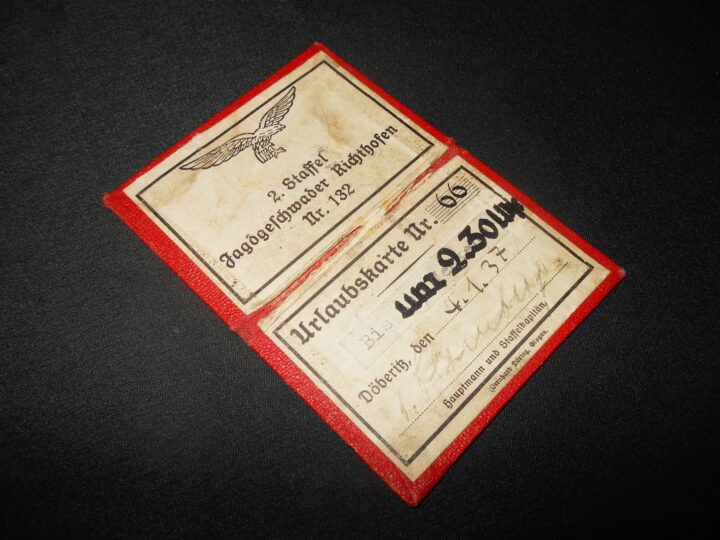 WW2 German Luftwaffe Urlaubskarte - CHRISTMAS VACATION PASS - JG132 - NICE!