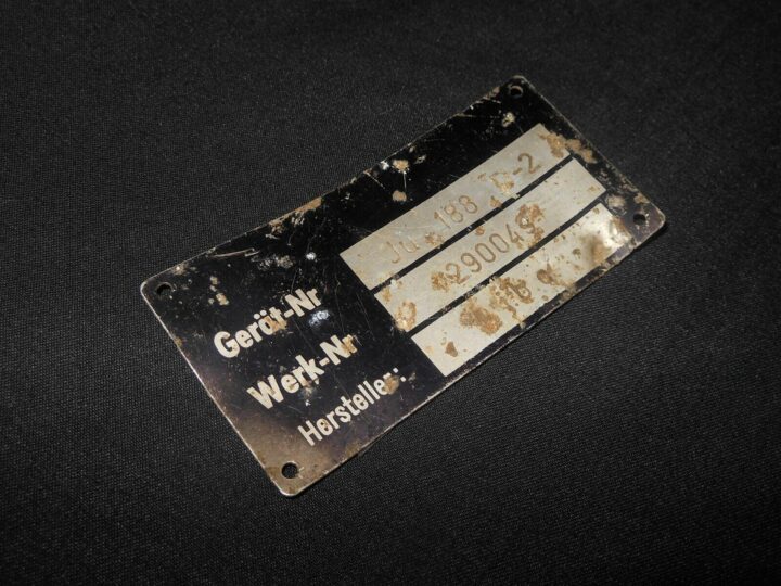 WW II German Aircraft Typenschild - MAIN DATA PLATE - Ju188 D-2 - VERY RARE!