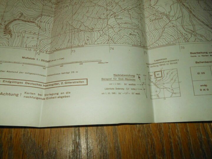 WW II German Army 1:25000 Landekarte - NAVIGATIONAL MAP - SWITZERLAND - NICE! - Image 6