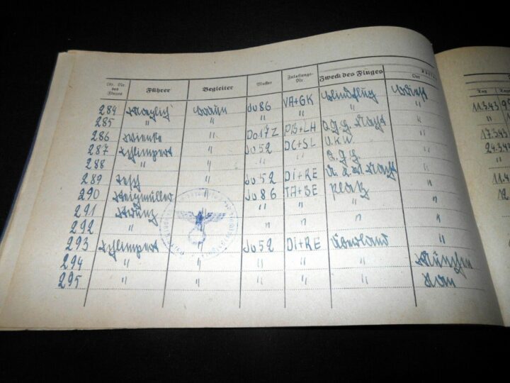 WW II German LW Flugbuch - FLIGHT LOG BOOK - Do17 BOMBER - SHOT DOWN BY P-51 ! - Image 11