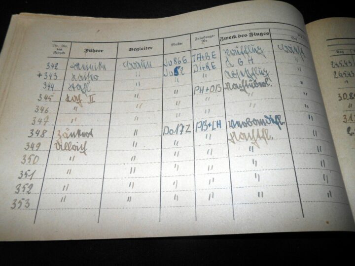 WW II German LW Flugbuch - FLIGHT LOG BOOK - Do17 BOMBER - SHOT DOWN BY P-51 ! - Image 14