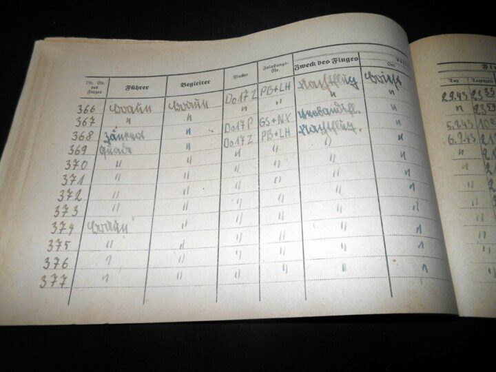 WW II German LW Flugbuch - FLIGHT LOG BOOK - Do17 BOMBER - SHOT DOWN BY P-51 ! - Image 16