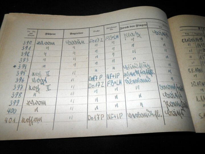 WW II German LW Flugbuch - FLIGHT LOG BOOK - Do17 BOMBER - SHOT DOWN BY P-51 ! - Image 17