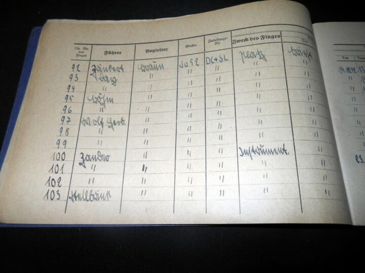 WW II German LW Flugbuch - FLIGHT LOG BOOK - Do17 BOMBER - SHOT DOWN BY P-51 ! - Image 7