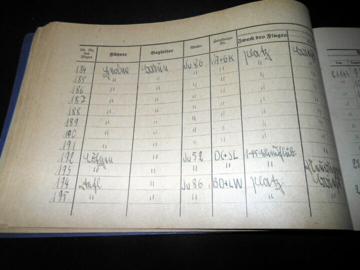 WW II German LW Flugbuch - FLIGHT LOG BOOK - Do17 BOMBER - SHOT DOWN BY P-51 ! - Image 8