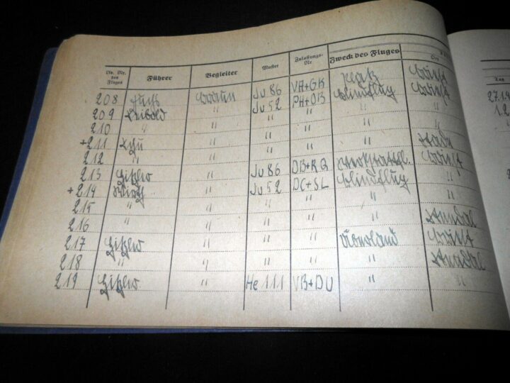 WW II German LW Flugbuch - FLIGHT LOG BOOK - Do17 BOMBER - SHOT DOWN BY P-51 ! - Image 9