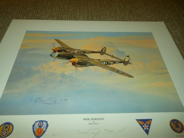 WW II USAAF Aircraft P-38 - " WIDE HORIZONS " - Robert Taylor Print - NICE! - Image 3